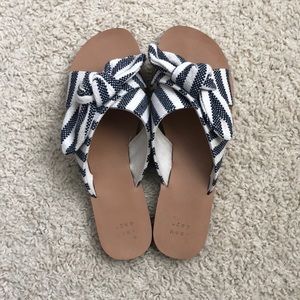 Blue and White Stripe Bow Sandals